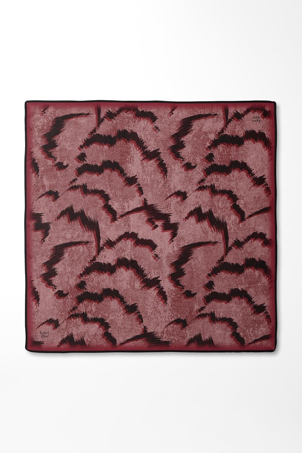 LevidorKırmızı Zigzag Spor Desen Twill İpek Eşarp