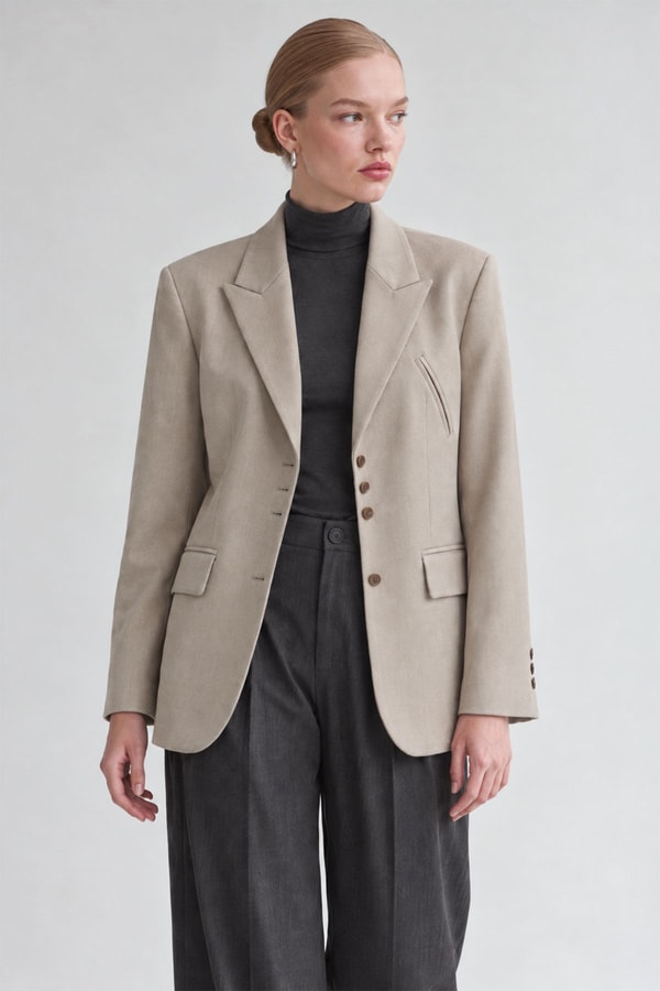 LevidorKlasik Kesim Blazer Ceket Haki