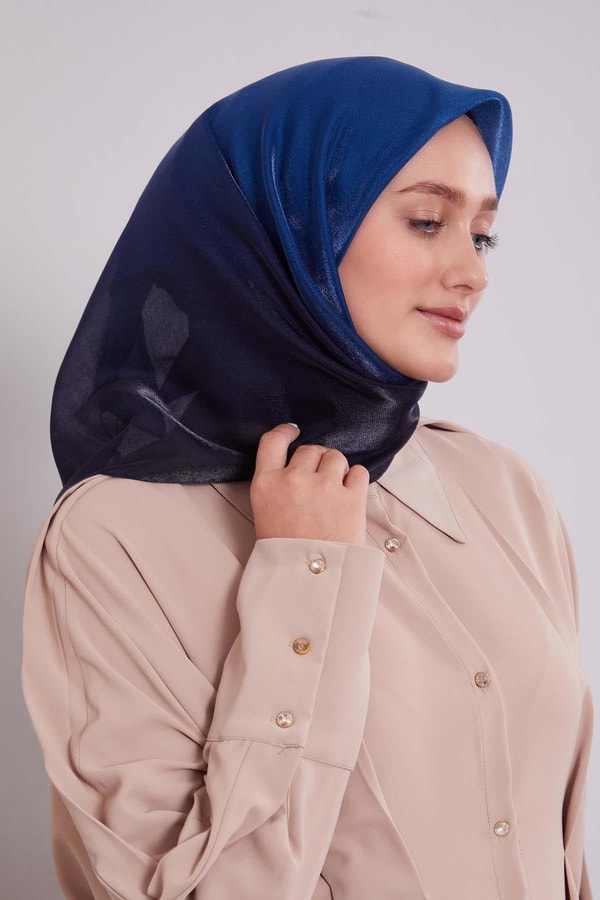 LevidorKot Mavi Çift Renk Kehribar Eşarp