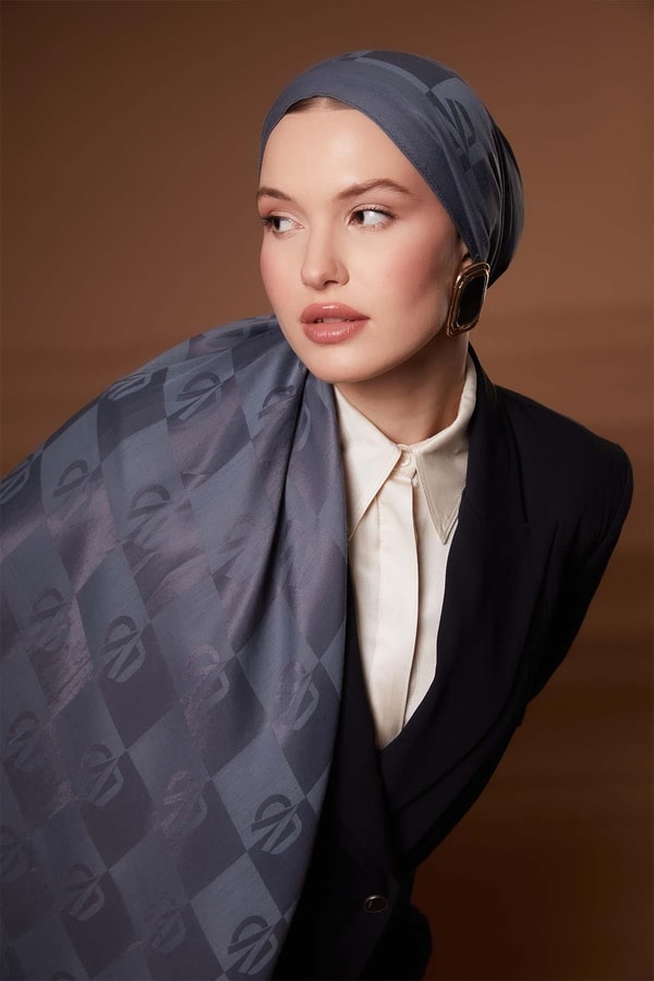 LevidorKot Mavi Kare LVD Baskılı Naia Jakar Şal