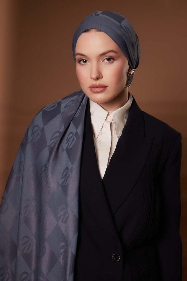 LevidorKot Mavi Kare LVD Baskılı Naia Jakar Şal