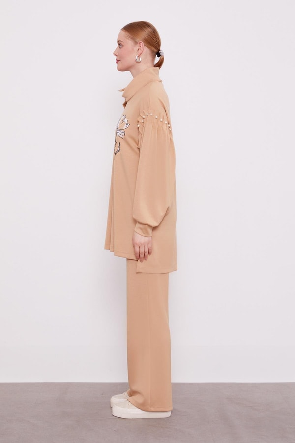 LevidorKOYU BEJ İnci Kol Detaylı Spor Takım