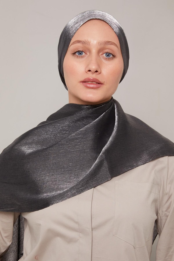 LevidorKoyu Gri Kristal Abiye Şal