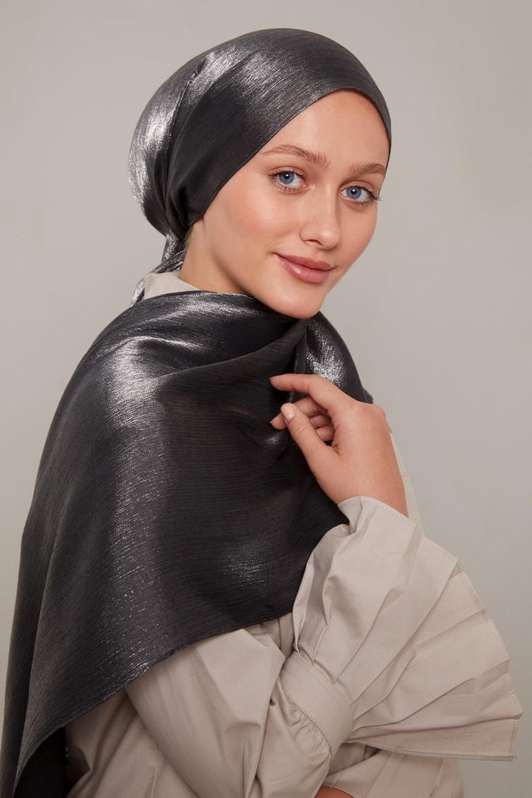 LevidorKoyu Gri Kristal Abiye Şal