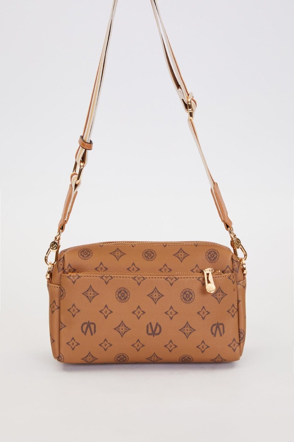 LevidorKOYU KAHVE C8 Çizglili Kuşak Detaylı Omuz Çantası