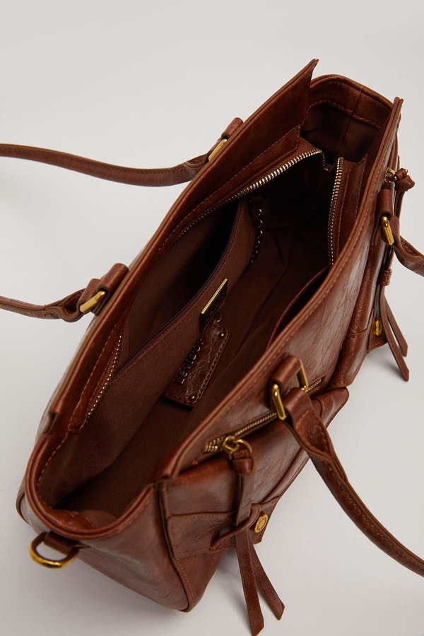 LevidorKOYU KAHVE Çapraz Fermuar Detaylı Omuz Çantası