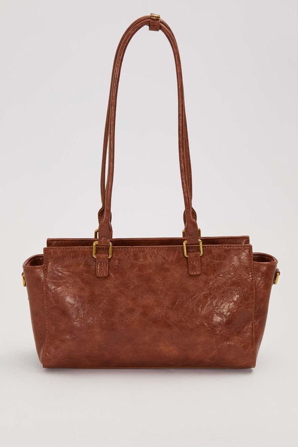 LevidorKOYU KAHVE Çapraz Fermuar Detaylı Omuz Çantası