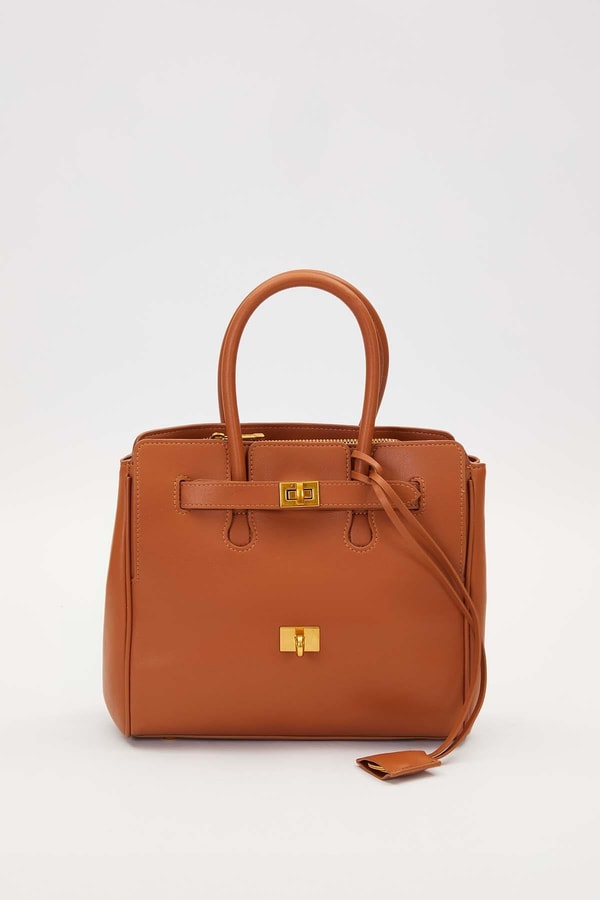 LevidorKOYU KAHVE Deri Aksesuar Detaylı El Çantası