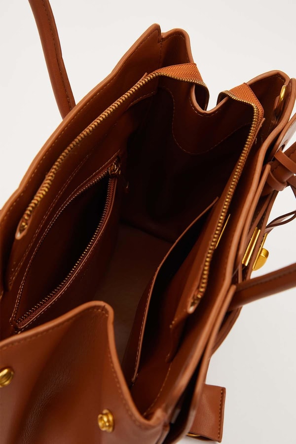 LevidorKOYU KAHVE Deri Aksesuar Detaylı El Çantası