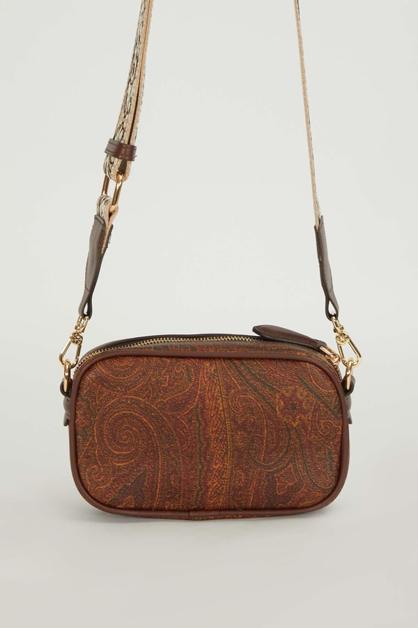 LevidorKoyu Kahve Desenli Askılı Omuz Çantası