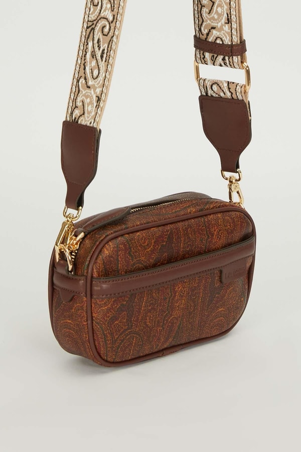 LevidorKoyu Kahve Desenli Askılı Omuz Çantası