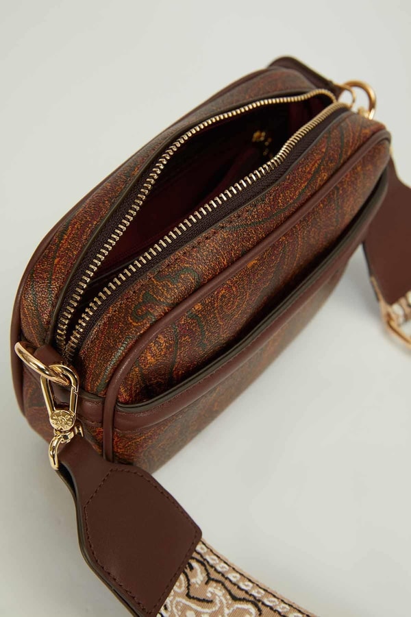 LevidorKoyu Kahve Desenli Askılı Omuz Çantası