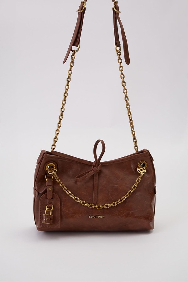 LevidorKOYU KAHVE Fiyonk Model Omuz Çantası