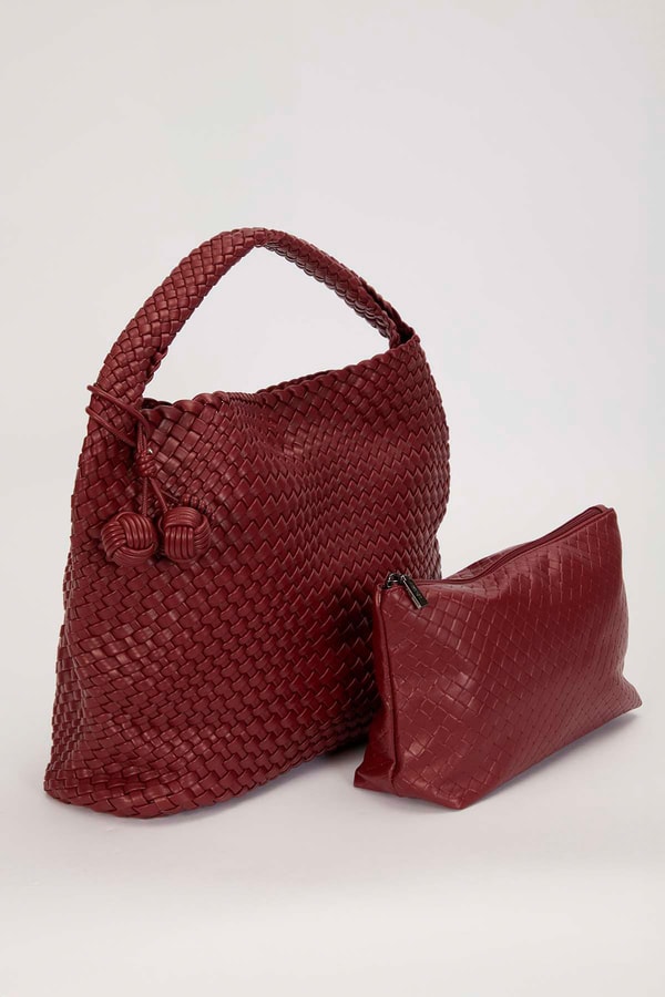 LevidorKOYU KAHVE Kısa Askılı Örgü Model El Çantası