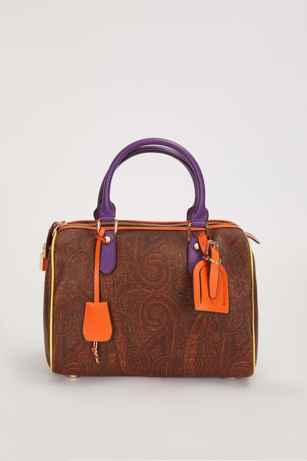 LevidorKOYU KAHVE Motif Desenli Bombeli El Çantası