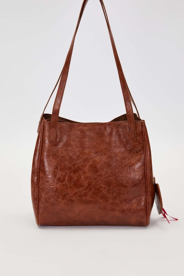 LevidorKOYU KAHVE Örgü Aksesuar Detaylı Omuz Çantası