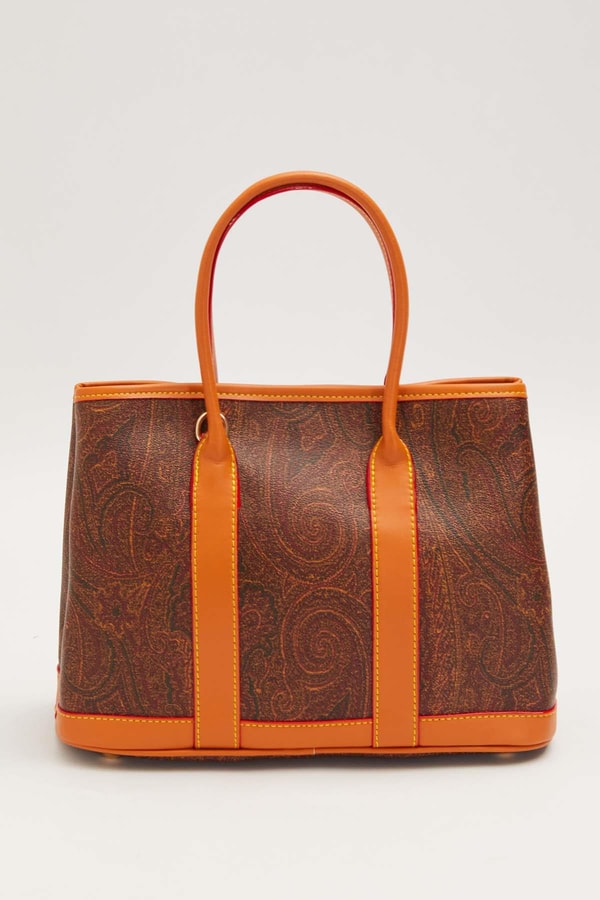 LevidorKOYU KAHVE Şeritli Etnik Desen El Çantası