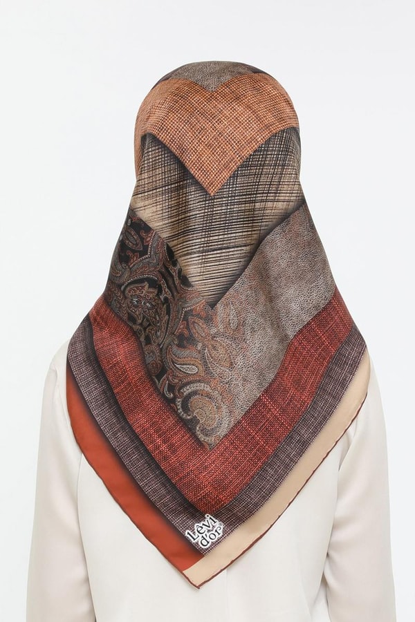 LevidorKoyu Kahverengi Twill Saf İpek Eşarp