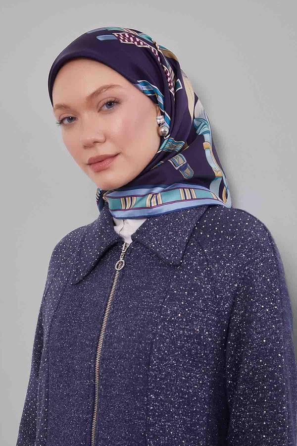 LevidorKoyu Lacivert Twill İpek Eşarp Lunera Koleksiyonu