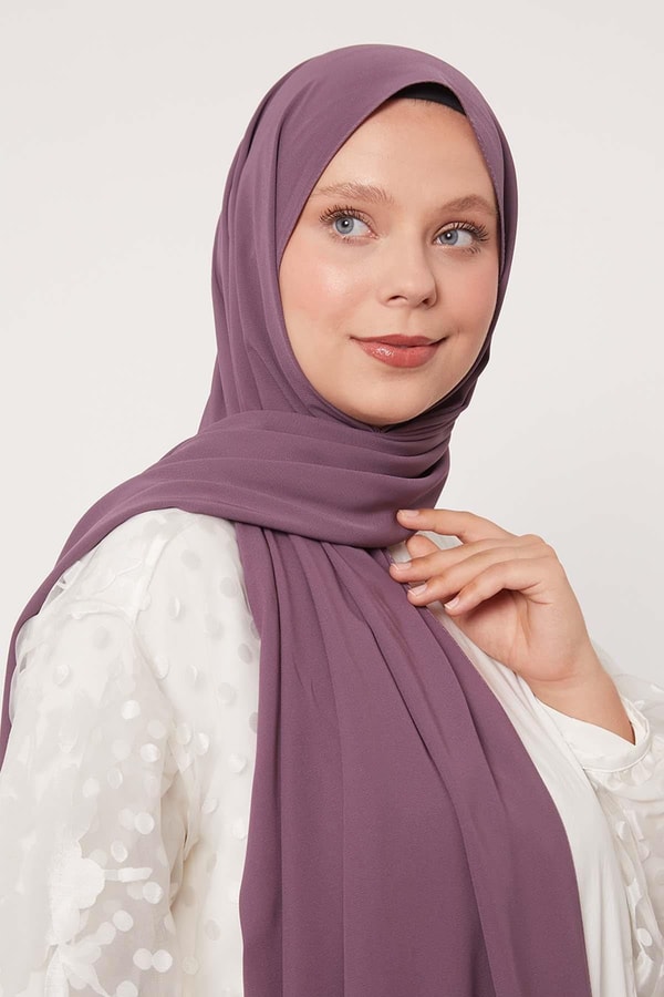 LevidorKoyu Mor Düz Medine İpeği Şal