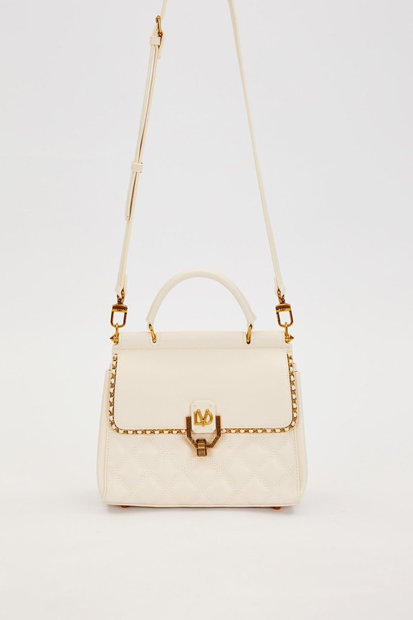 LevidorKrem Ayarlanabilir Askılı Kapitone Omuz Çantası