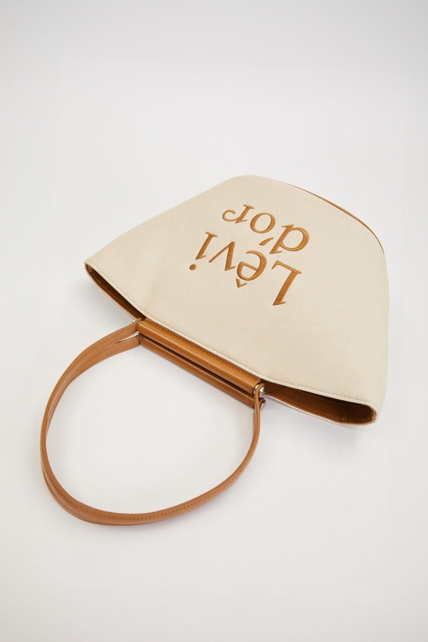 LevidorKrem - Camel Kumaş Görünümlü Omuz Çantası