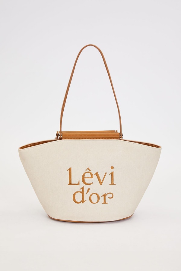 LevidorKrem - Camel Kumaş Görünümlü Omuz Çantası