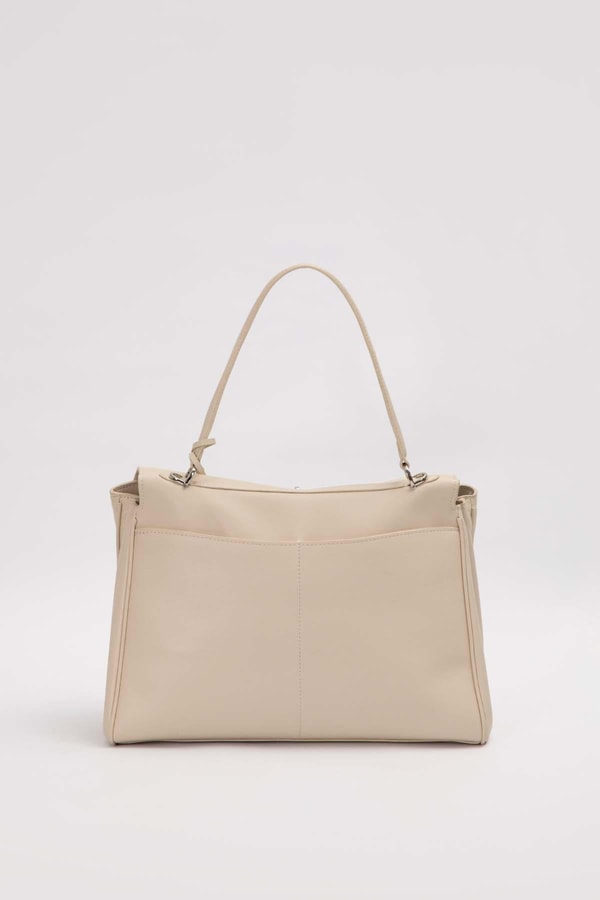 LevidorKrem Çevirme Kilit Aksesuarlı Omuz Çantası