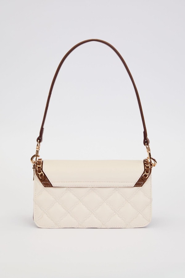 LevidorKrem Çift Askılı Kapitone Omuz Çantası