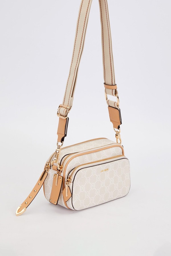 LevidorKrem Çift Bölmeli Kalın Askılı Omuz Çantası