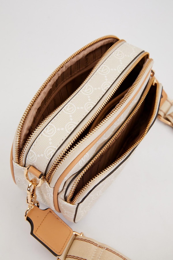 LevidorKrem Çift Bölmeli Kalın Askılı Omuz Çantası