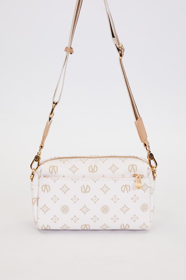 LevidorKrem Çizglili Kuşak Detaylı Omuz Çantası