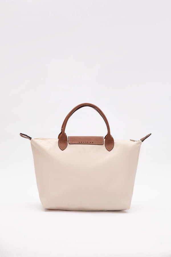 LevidorKrem Deri Kapak Aksesuarlı Omuz Çantası