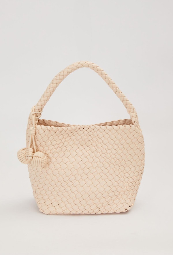 LevidorKrem Dikdörtgen Form Örgü Model El Çantası