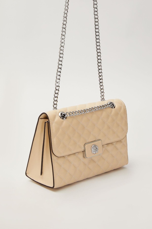 LevidorKrem Dikişli Kapitone Omuz Çantası