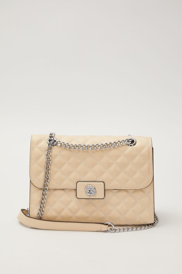 LevidorKrem Dikişli Kapitone Omuz Çantası