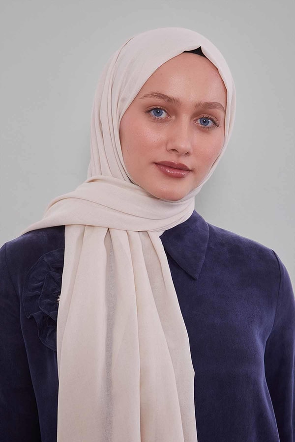 LevidorKrem Düz Tensel Şal