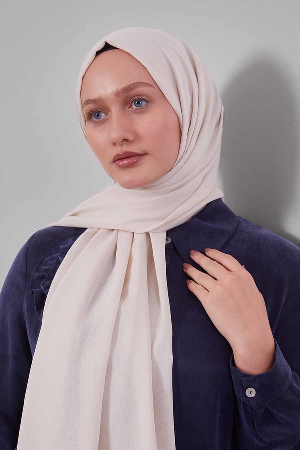 LevidorKrem Düz Tensel Şal