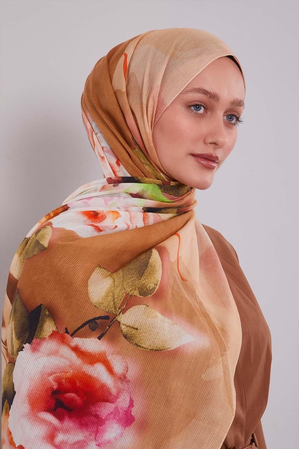 LevidorKrem Ebruli Desen Pamuk Şal