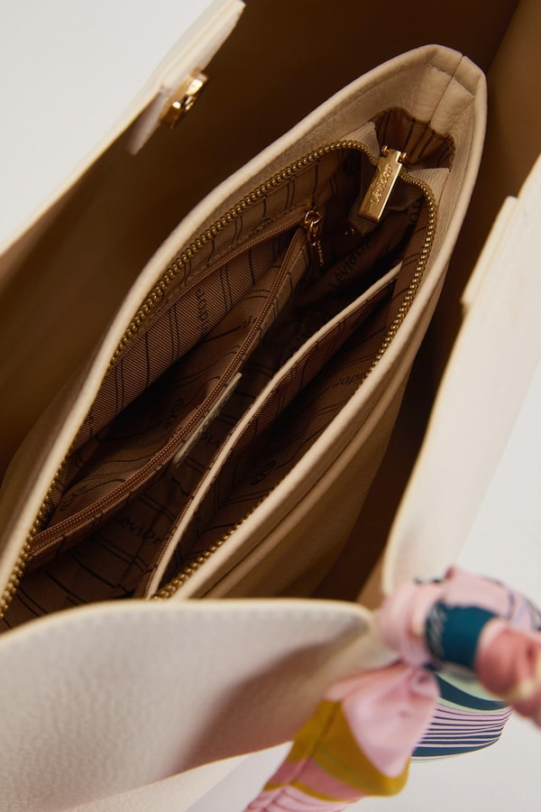 LevidorKrem Fular Detaylı Omuz Çantası