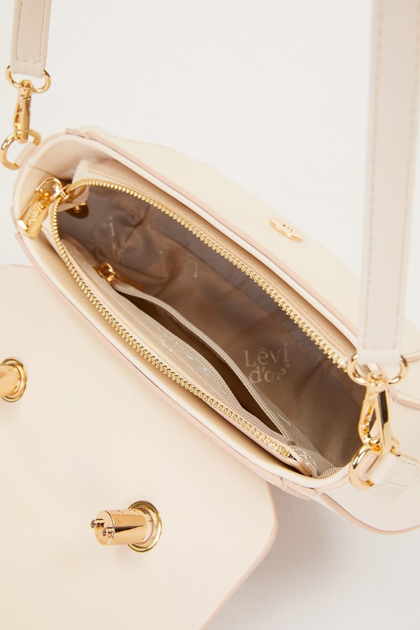 LevidorKrem Geometrik Model Omuz Çantası