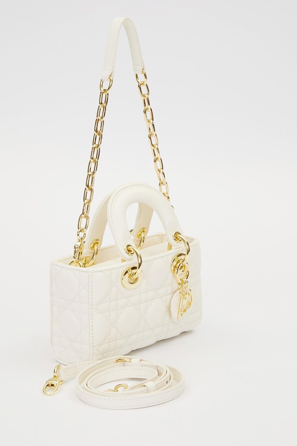 LevidorKrem Gold Zincir Detaylı Omuz Çantası