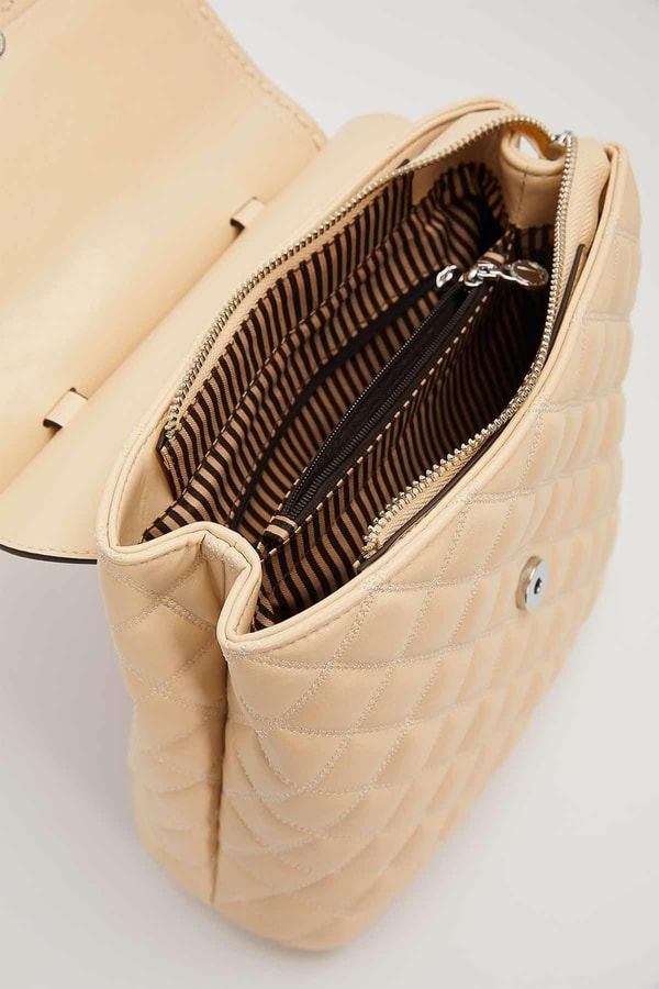 LevidorKrem Kapitone Model Omuz Çantası