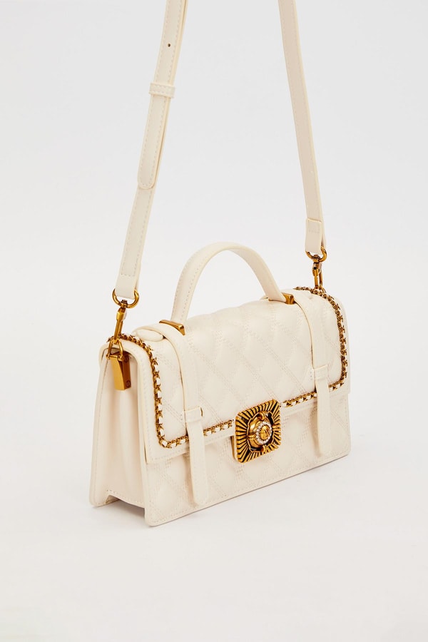 LevidorKrem Kemer Detaylı Omuz Çantası