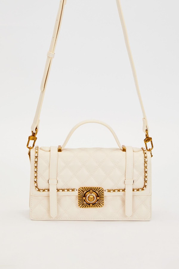 LevidorKrem Kemer Detaylı Omuz Çantası