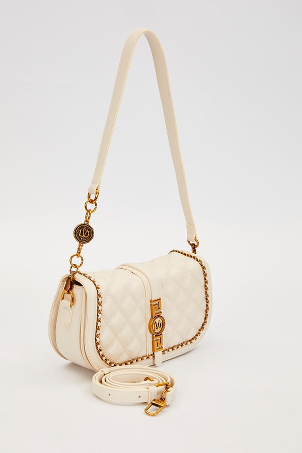 LevidorKrem Kenar Örgü Model Omuz Çantası