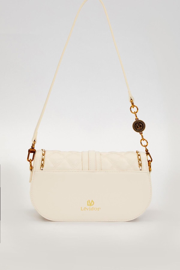 LevidorKrem Kenar Örgü Model Omuz Çantası