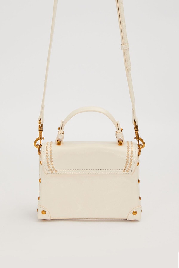 LevidorKrem Kenar Zımba Detaylı Omuz Çantası