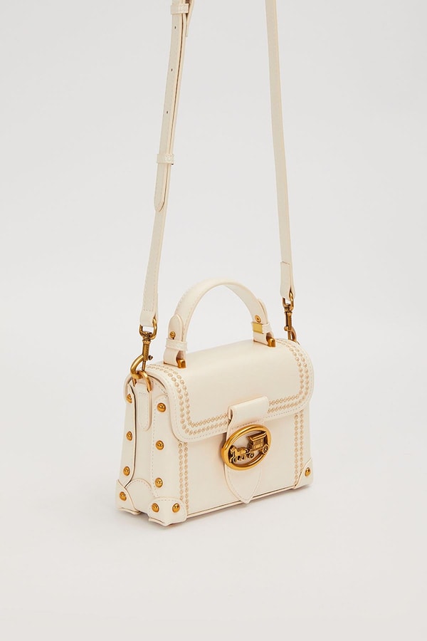 LevidorKrem Kenar Zımba Detaylı Omuz Çantası