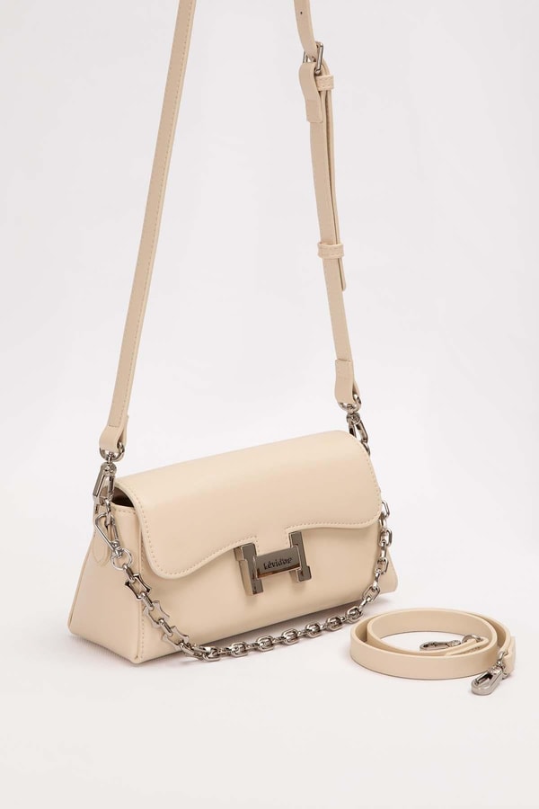 LevidorKrem Logo Tokalı Omuz Çantası